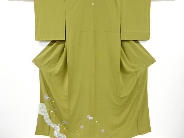 霞に群鶴・茶道具模様一つ紋色留袖【中古】【着】 宗sou