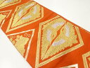 菱に向かい鶴模様織出し袋帯(着用可)【アンティーク】【中古】【着】 宗sou