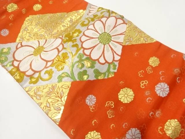 花唐草模様織出し名古屋帯（着用可）【アンティーク】【中古】【着】 宗sou【spoff】