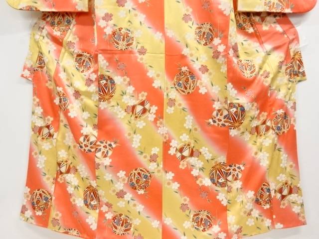 枝垂れ桜に鞠模様子供着物【中古】【着】 宗sou