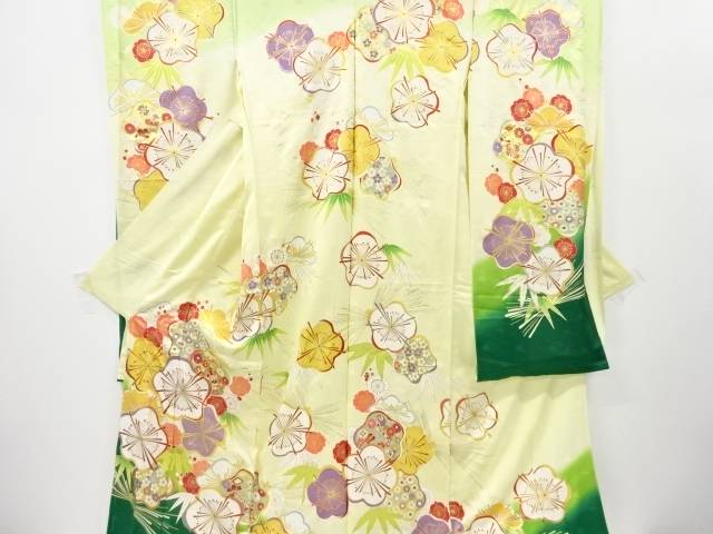 松竹梅模様刺繍振袖仮絵羽(八掛付き)【中古】【着】 宗sou