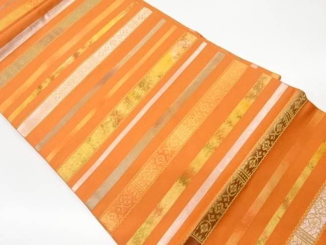 横段に抽象模様織出し名古屋帯【リサイクル】【中古】【着】 宗sou