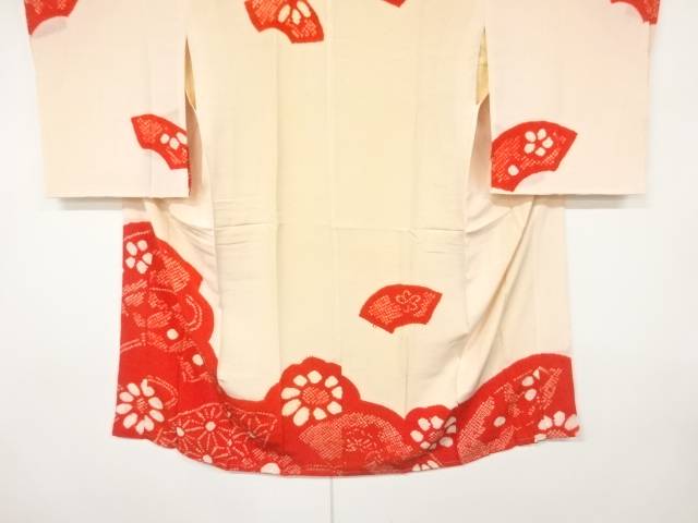 絞り地紙に花模様長襦袢【アンティーク】【中古】【着】 宗sou