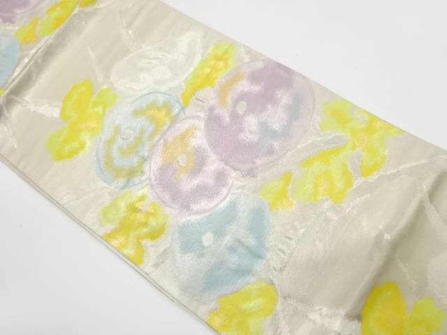 万寿菊模様織り出し袋帯(着用可)【アンティーク】【中古】【着】 宗sou