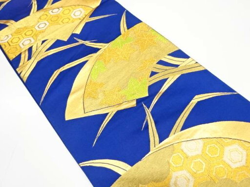 地紙に紅葉・亀甲・草葉模様織り出し袋帯(着用可)【アンティーク】【中古】【着】 宗sou 地紙に紅葉・亀甲・草葉模様織り出し袋帯(着用可)【アンティーク】【中古】【着】 宗sou