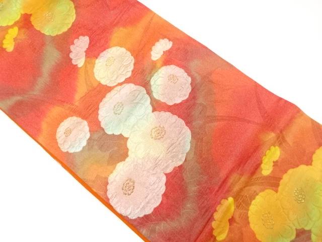 菊模様織り出し　袋帯【中古】【着】 宗sou