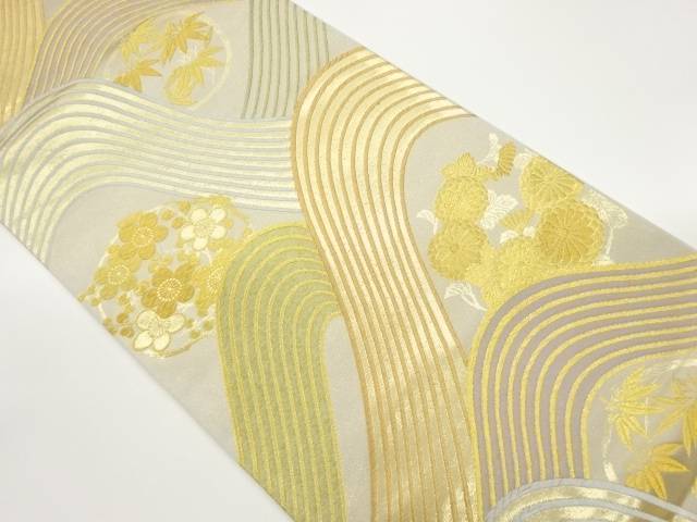 花丸文に曲線模様織出し袋帯【中古】【着】 宗sou