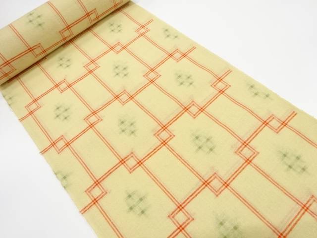 枡に絣柄織り出し　着尺反物【アンティーク】【中古】【着】 宗sou