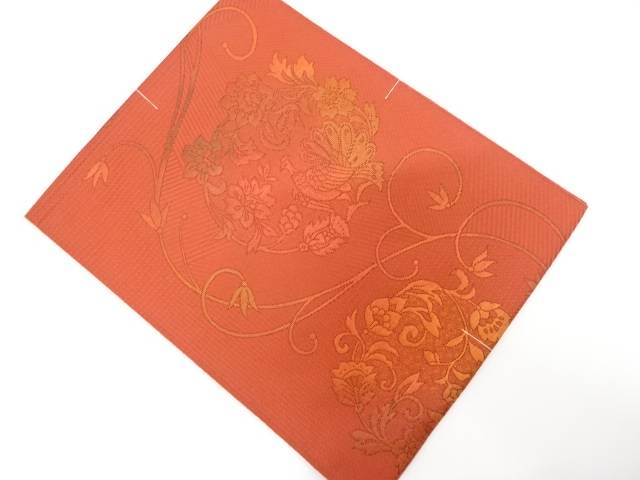 未使用品　孔雀に唐花模様織り出し名古屋帯【着】 宗sou