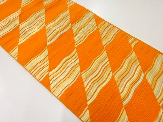 よろけ横段模様織出し名古屋帯【リサイクル】【中古】【着】 宗sou