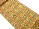 縞に花鳥・向かい動物模様織出し全通袋帯【中古】【着】 宗sou
