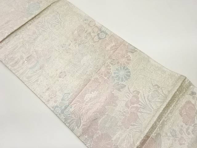 花々に鴛鴦模様織出し袋帯【中古】【着】 宗sou