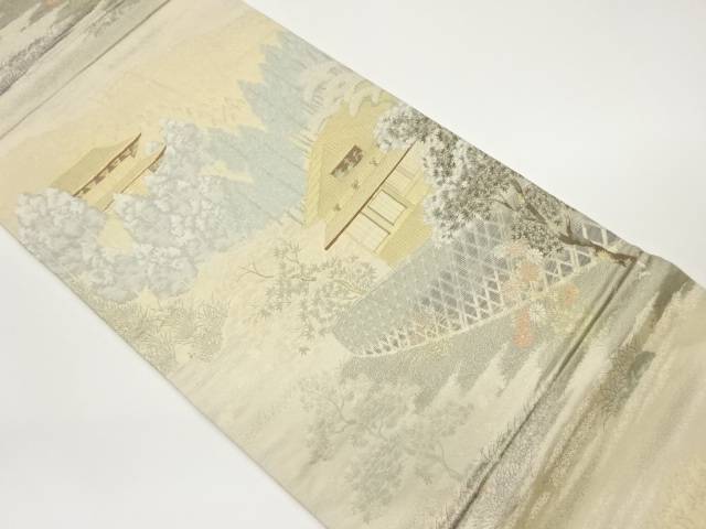鷹ヶ峰光悦寺風景模様織出し袋帯【中古】【着】 宗sou