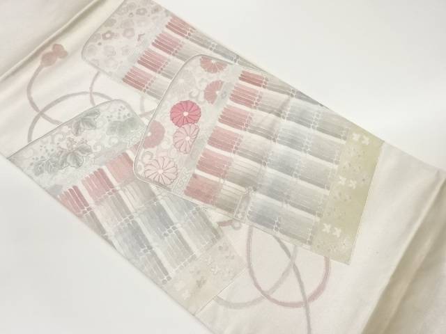 銀彩縅毛模様刺繍袋帯【中古】【着】 宗sou【spoff】