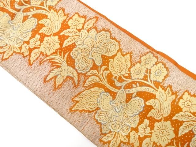 鳥に唐花模様織り出し名古屋帯(着用可)【アンティーク】【中古】【着】 宗sou