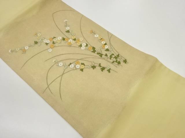 紗 草花模様刺繍名古屋帯【中古】【着】 宗sou