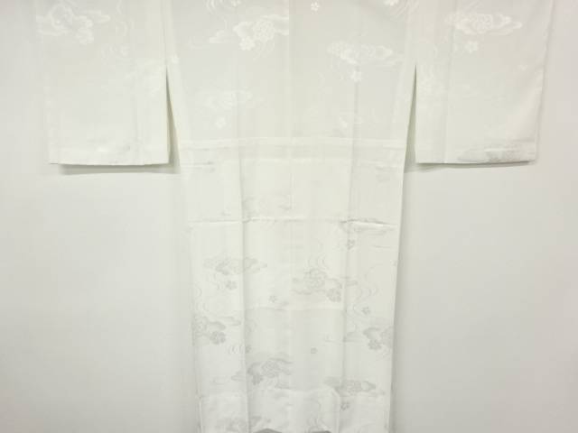 流水にねじ花模様織り出し単衣長襦袢【中古】【着】 宗sou