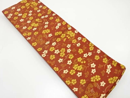 秋草模様織り出し 半幅帯【中古】【着】 宗sou 秋草模様織り出し 半幅帯【中古】【着】 宗sou