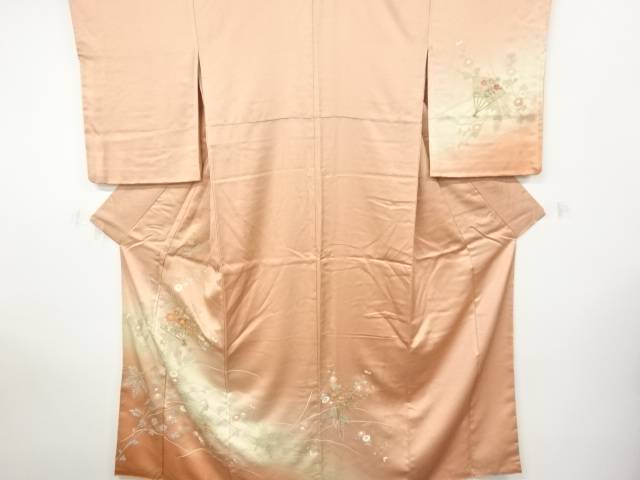 汕頭蘇州刺繍扇に草花模様訪問着【中古】【着】 宗sou