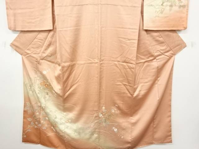 汕頭蘇州刺繍扇に草花模様訪問着【中古】【着】 宗sou