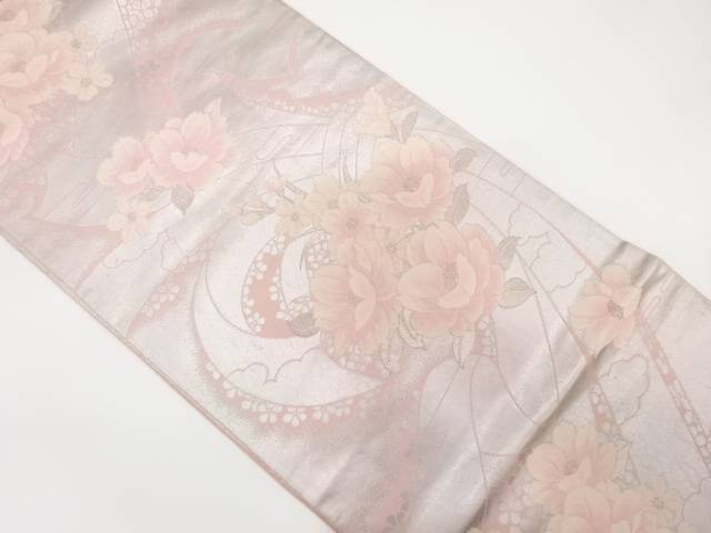 椿に束ね熨斗模様織り出し袋帯（着用可）【アンティーク】【中古】【着】 宗sou