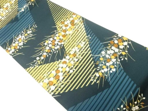 未使用品 変わり横段に花模様織出し袋帯【着】 宗sou 未使用品 変わり横段に花模様織出し袋帯【着】 宗sou
