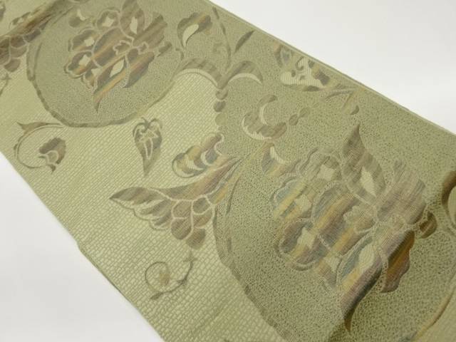 本場筑前博多花唐草模様織出し名古屋帯【中古】【着】 宗sou