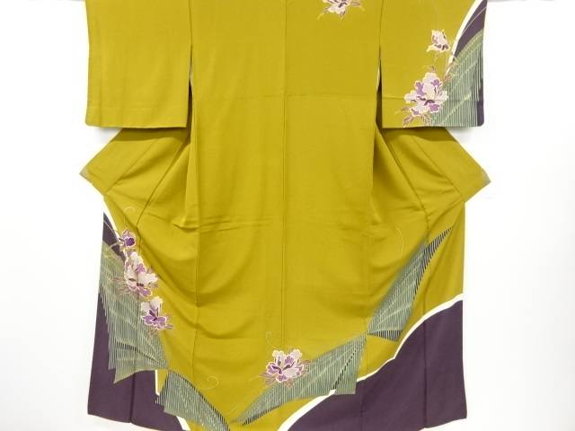 蝶に花模様刺繍訪問着【中古】【着】 宗sou