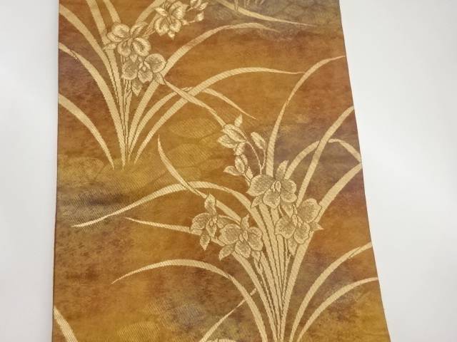 引箔草花模様織出し名古屋帯【中古】【着】 宗sou