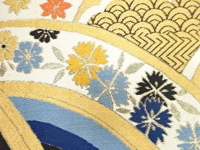 草花に古典柄織り出し袋帯（材料）【アンティーク】【中古】【着】 宗sou