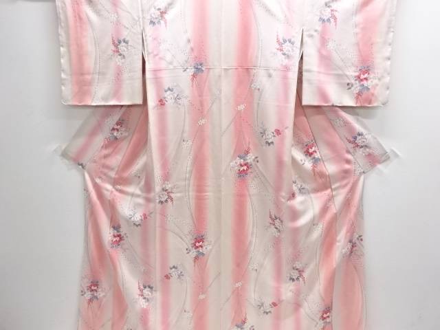 牡丹に孔雀模様小紋着物【中古】【着】 宗sou