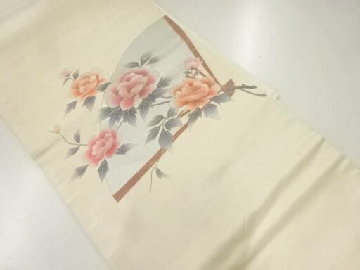 螺鈿扇に牡丹模様織出し名古屋帯【中古】【着】 宗sou 螺鈿扇に牡丹模様織出し名古屋帯【中古】【着】 宗sou