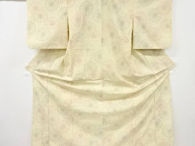 花模様織り出し手織り紬単衣着物【中古】【着】 宗sou