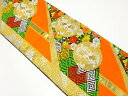 向かい鳳凰に菊唐草模様織り出し袋帯(着用可)【アンティーク】【中古】【着】 宗sou