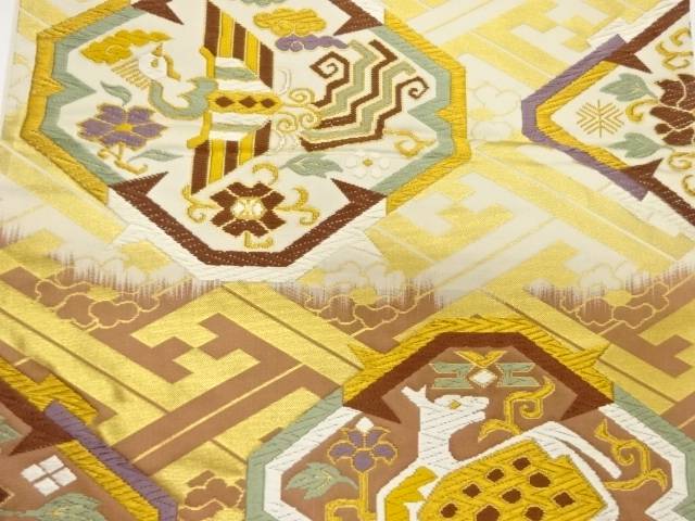 抽象に鳳凰・有栖川模様織出し袋帯【中古】【着】 宗sou