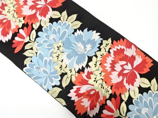 花模様織り出し袋帯（材料）【アンティーク】【中古】【着】 宗sou