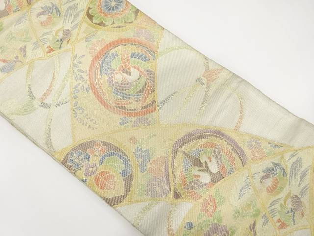 佐賀錦 竹節に鳳凰・花模様織り出し 袋帯【中古】【着】 宗sou