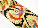 鶴に立涌・菊模様織り出し袋帯(材料)【アンティーク】【中古】【着】 宗sou