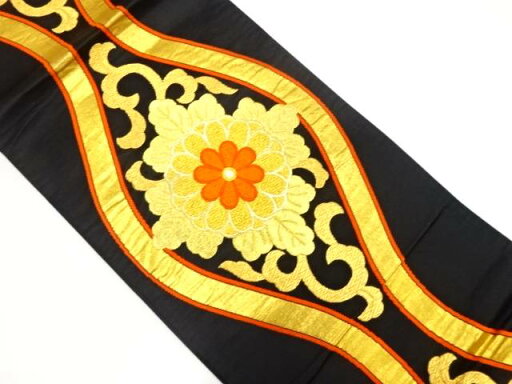 立涌に菊模様織出し袋帯(着用可)【アンティーク】【中古】【着】 宗sou 立涌に菊模様織出し袋帯(着用可)【アンティーク】【中古】【着】 宗sou