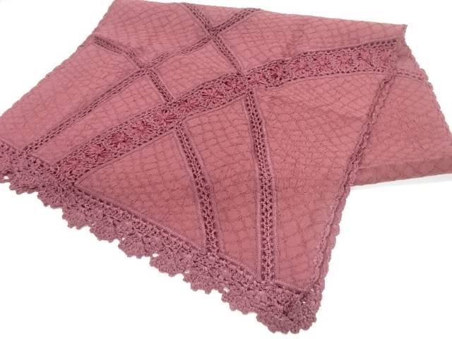 リボン刺繍花模様ショール【リサイクル】【中古】【着】 宗sou