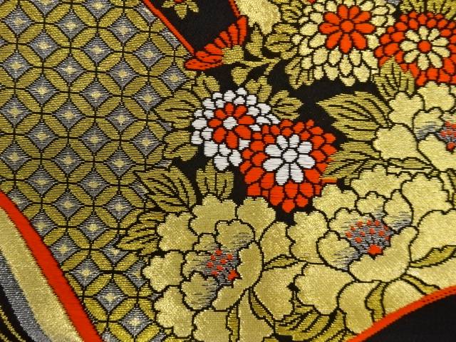 変わり青海波に花亀甲模様織り出し　袋帯【中古】【着】 宗sou