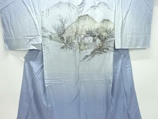 東海道五拾三次丿内鞠子模様男物長襦袢【アンティーク】【中古】【着】 宗sou 東海道五拾三次丿内鞠子模様男物長襦袢【アンティーク】【中古】【着】 宗sou