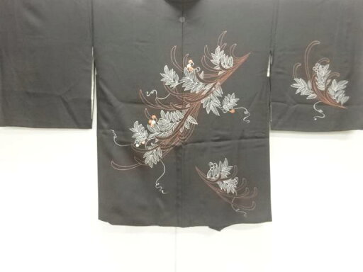 南天模様刺繍一ツ紋絵羽織【中古】【着】 宗sou 南天模様刺繍一ツ紋絵羽織【中古】【着】 宗sou