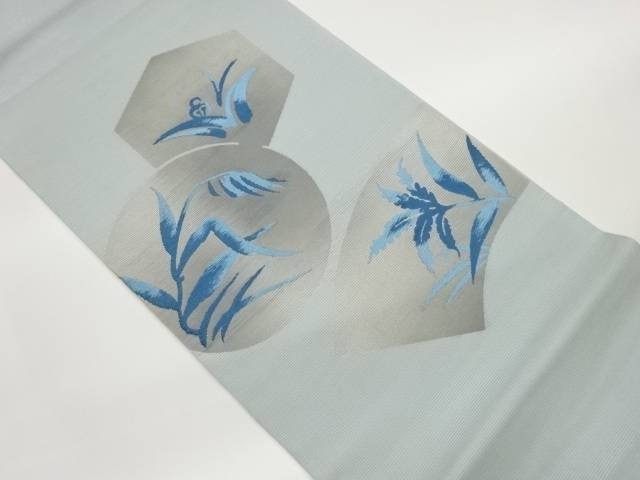 絽地紙・丸・亀甲に草花模様織出し袋帯【中古】【着】 宗sou