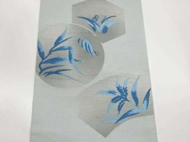 絽地紙・丸・亀甲に草花模様織出し袋帯【中古】【着】 宗sou