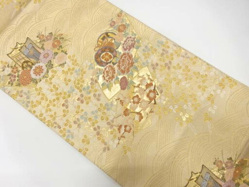 扇面花映文織り出し袋帯【中古】【着】 宗sou 扇面花映文織り出し袋帯【中古】【着】 宗sou