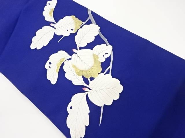 塩瀬金彩手描き枝葉模様名古屋帯【中古】【着】 宗sou