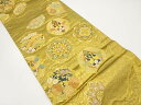 亀甲に華文向かい鶴・草花模様織り出し袋帯【中古】【着】 宗sou