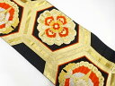 亀甲に華紋・向かい蝶模様織り出し袋帯(着用可)【アンティーク】【中古】【着】 宗sou