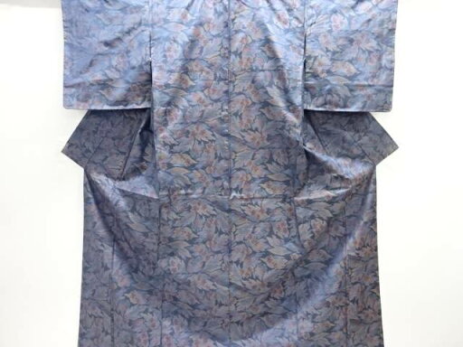 未使用品 木の葉に花模様織出し本場大島紬着物【着】 宗sou 未使用品 木の葉に花模様織出し本場大島紬着物【着】 宗sou
